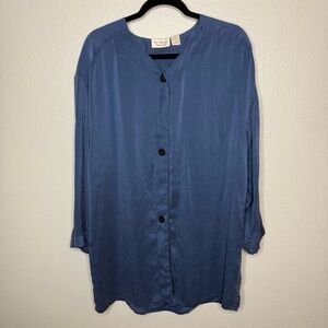 Vintage Victoria's‎ Secret Gold Label Blue Silk Sleep Shirt